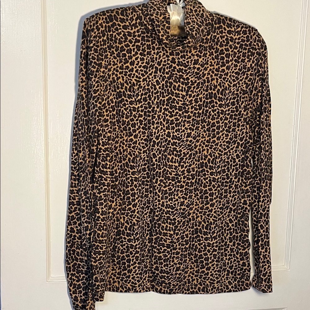 J. Crew Animal Print turtleneck T-shirt long sleeve